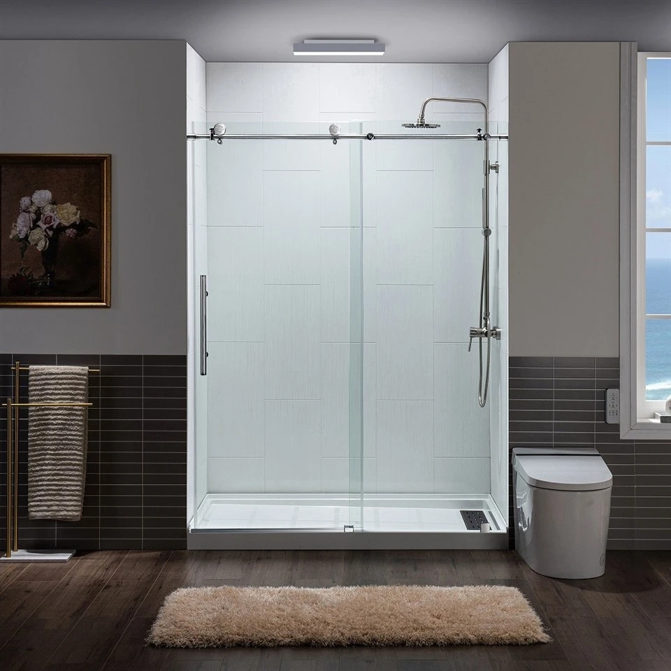 shower sliding door black